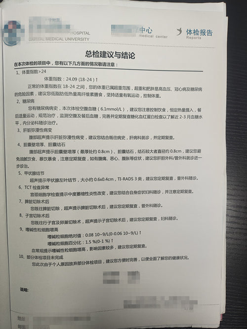 Married Female Package A Physical Examination （22 Items）