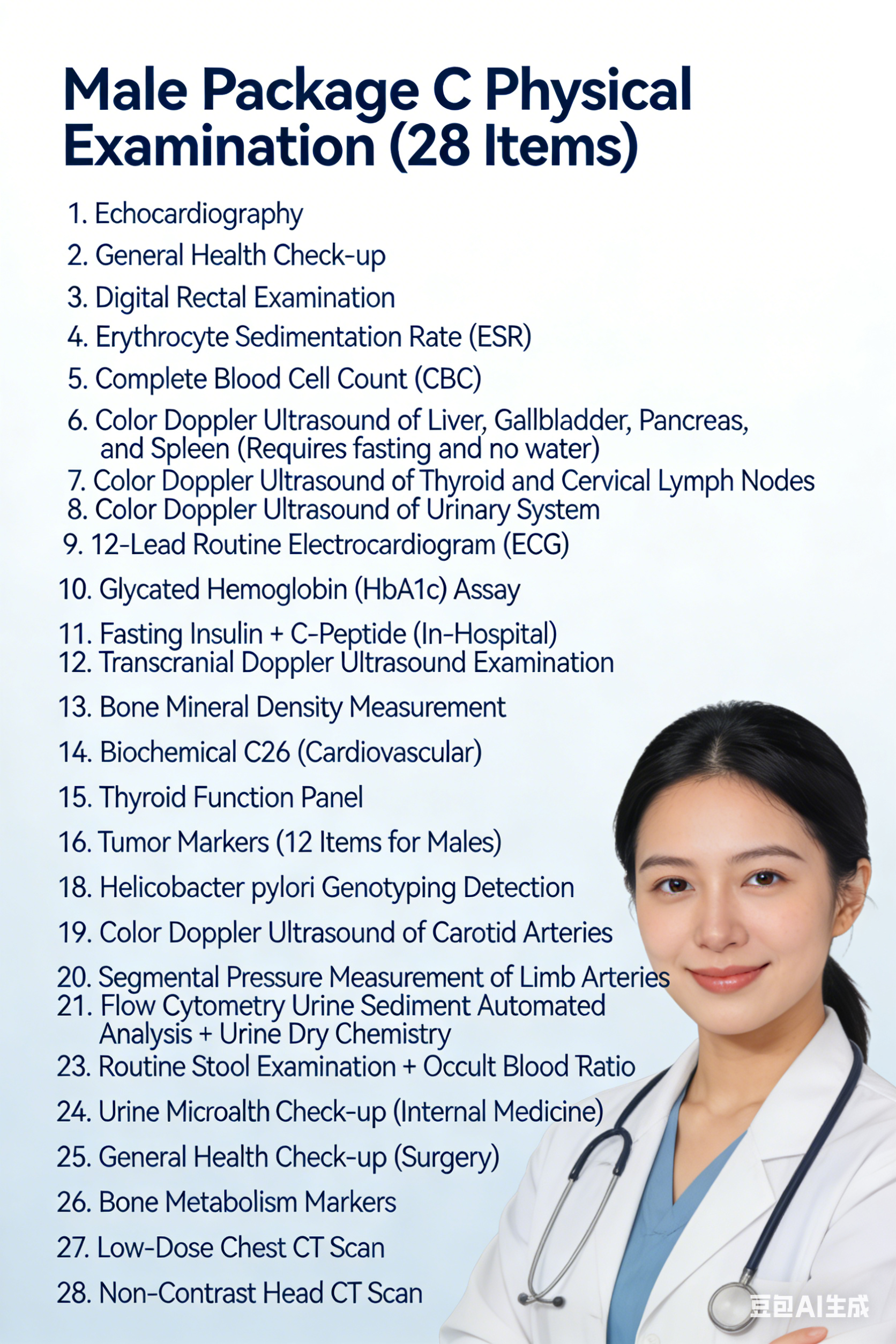 Male Package C Physical Examination （28 Items）